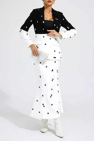 LONG SLEEVE SEQUIN TWO PIECE MIDI SET