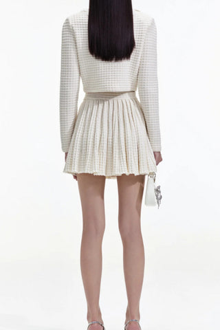 CREAM KNIT TRIM SKIRT