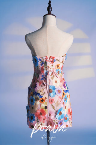 Floral Strapless mini Dress