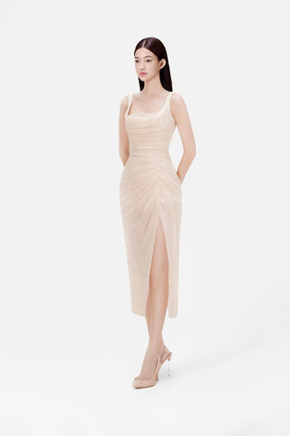 Organza Linen Draped Dress