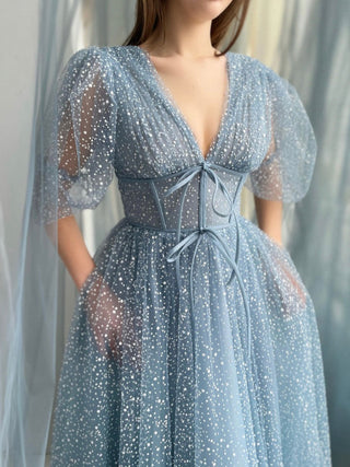 A line Gray Blue Dress