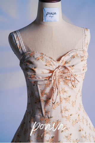 WHITE VINTAGE FLORAL PRINT COTTON BUSTIER SUNDRESS 