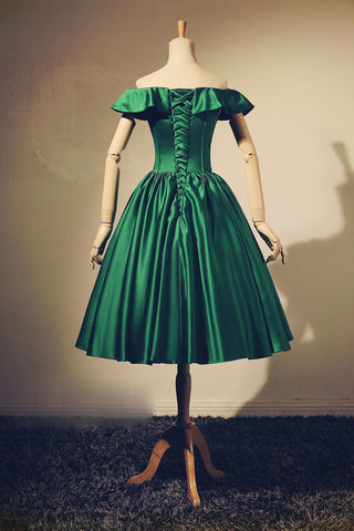 green stain mini prom dress