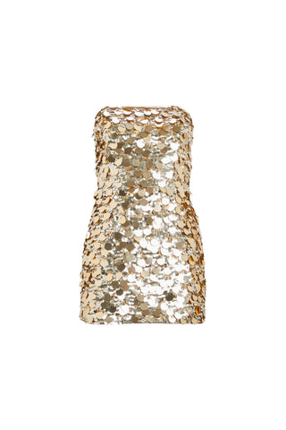 SEQUIN-EMBELLISHED STRAPLESS MINI DRESS