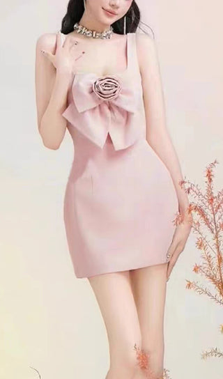 3D FLOWER STRAP MINI DRESS IN PINK