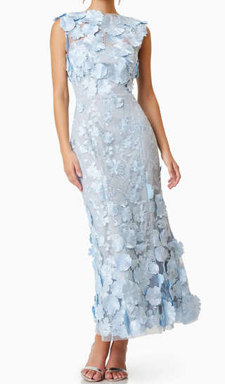 Selene Cocktail Midi Dress in Blue