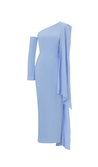 One Shoulder Drape maxi Dress in blue