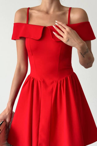 SCARLET OFF SHOULDER MINI DRESS