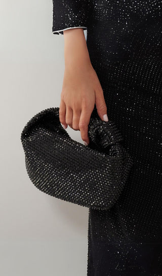 EMBELLISHED HAND BAG IN BLACK