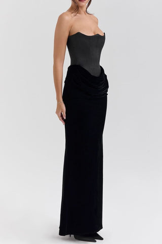 Strapless corset maxi dress in black