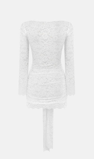 Lace Draped Neckline Mini Dress
