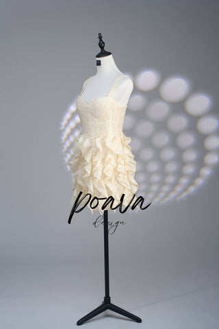 Chiffon mini dress in white