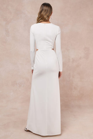 White Long Sleeve Cutout Maxi Dress