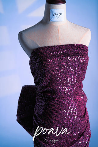 Bandage bow sequin mini dress in purple