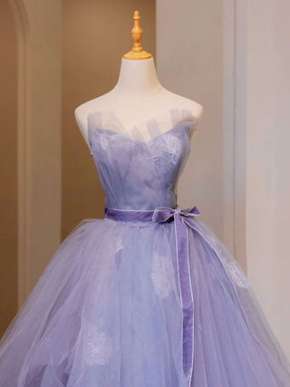 Purple Tulle Lace Prom Gown