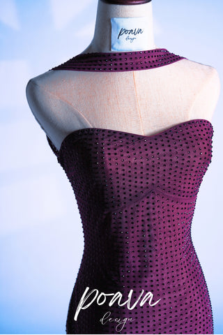 Bandage mini Embellished dress in purple