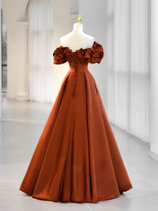 Simple A-Line Satin Orange Dress