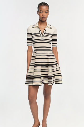 Dessie striped knitted Mini Dress in Black Stripe