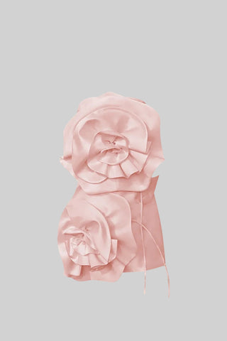 Voluminous Flower Design Dress - Light Pink