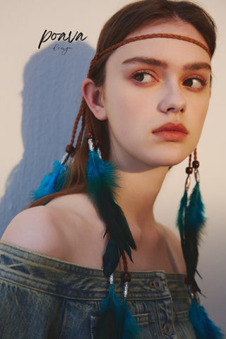 Bohemia blue Feather Headband