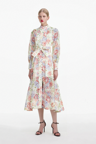 Éliane floral-print flared midi dress