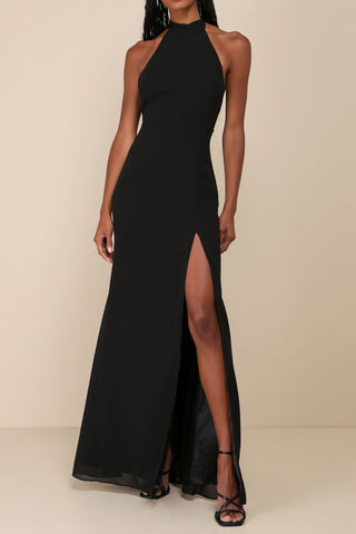 Black Halter Maxi Dress