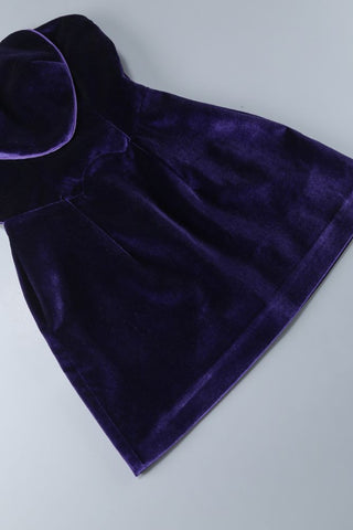 Velvet strapless mini dress in purple