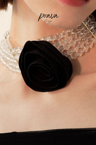 choker with black rose