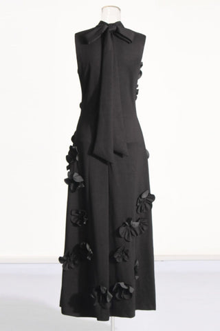 ANNONA BLACK FLOWER EMBELLISHED MAXI DRESS