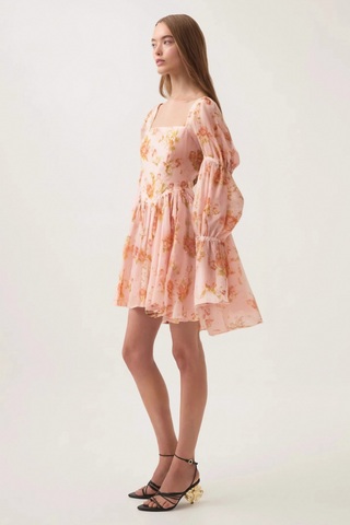 Jeanne pink floral-print pleated mini dress