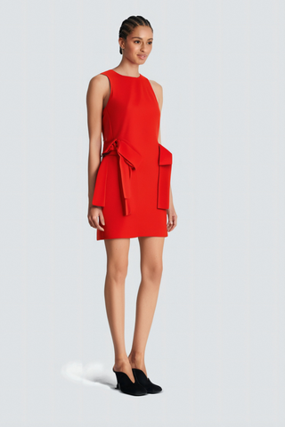 Ronnie red sleeveless bow mini dress