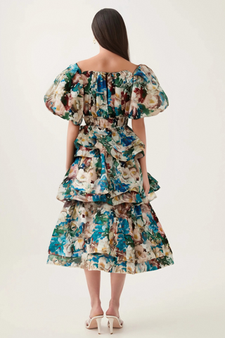 Marianne floral-print tiered midi dress