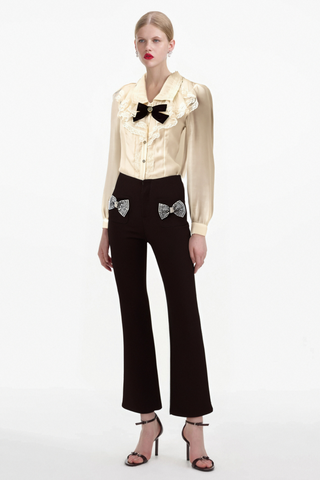 Gelsomina bow-embellished flared trousers