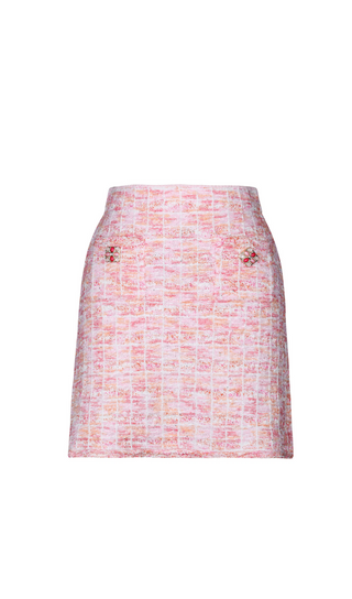 Pink Check Knit Skirt