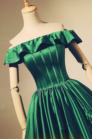 green stain mini prom dress