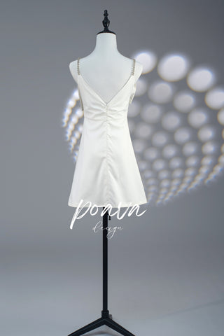 A line White bow mini dress