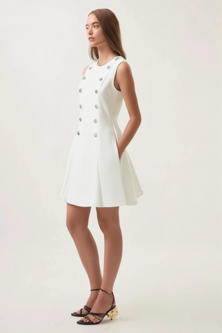 Lili Crystal button-embellished mini dress