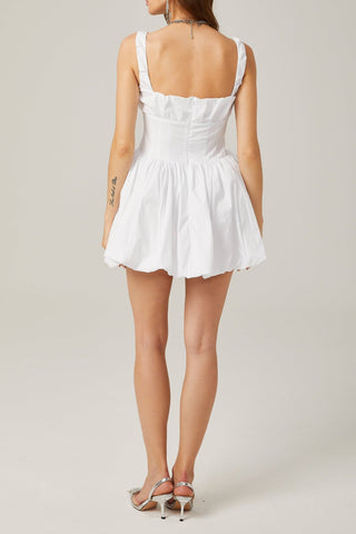 COTTON TULLE MINI DRESS IN WHITE