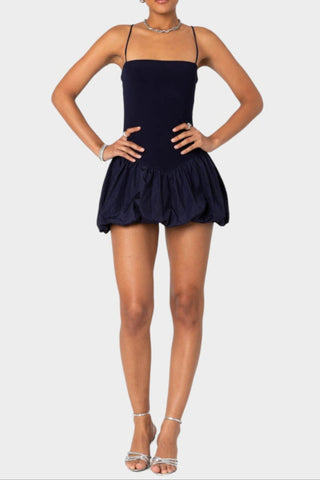 sharon bud mini dress  in navy blue