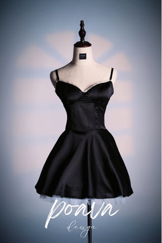 BLACK TULLE MINI DRESS