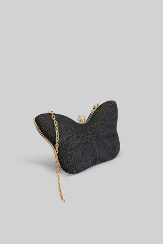 Butterfly Sparkly Clutch - Black