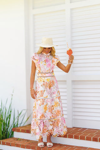 Anna Sleeveless Ruffle Dress - Orange