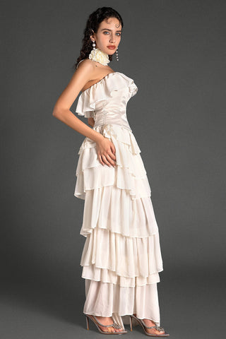 Rodiades Strapless Ruffle Corset Dress