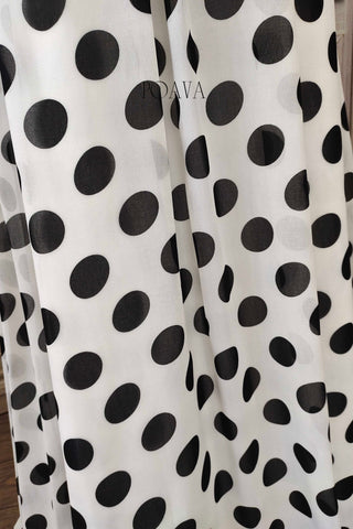 Chiffon Maxi Dress With Black Dots