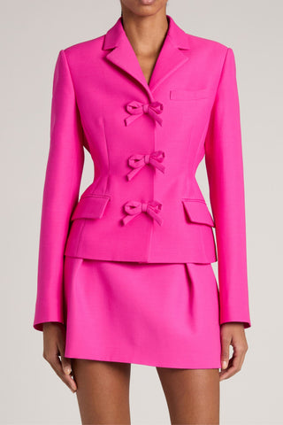 YURI BOW DETAIL CREPE COUTURE BLAZER IN PINK