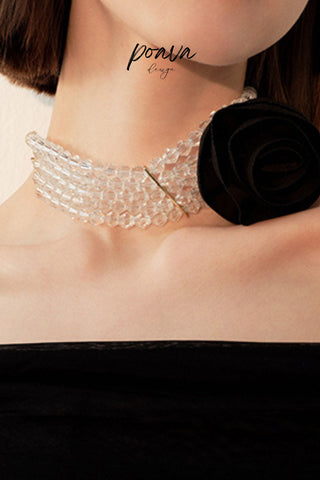 choker with black rose