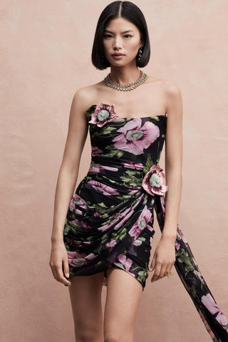 Floral drape mini dress