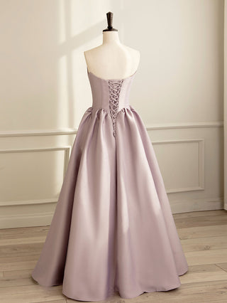 A-line Satin Pink Long Prom Dress