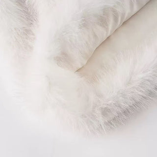 White Strapless faux fur slim mini dress