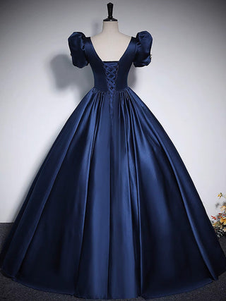 Dark Blue Satin Prom Dress